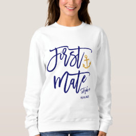 Förste styrman, brudtärna, blå nautisk t shirt