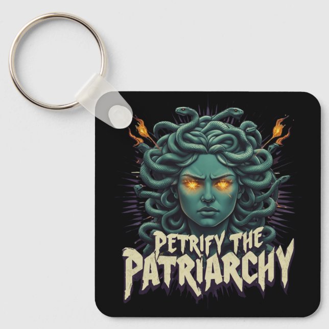Förstenad Patriarkatet Medusa Empowerment Nyckelring (Framsida)