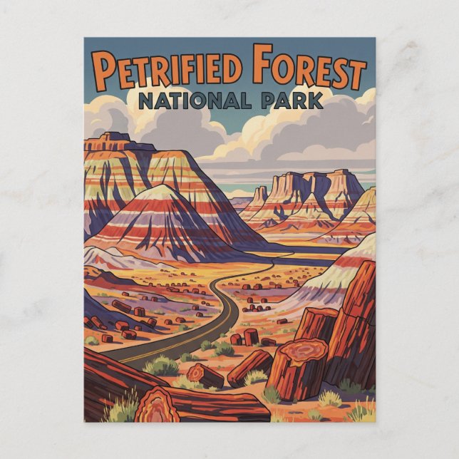 Förstenade skog nationalparks landskap vykort (Framsida)
