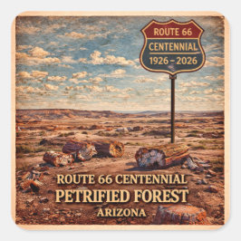 Förstenade skogen Route 66 Centennial Fyrkantigt Klistermärke