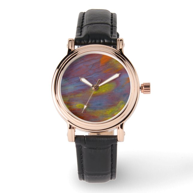 Förstenat Trä Närbild Armbandsur (Framsida)