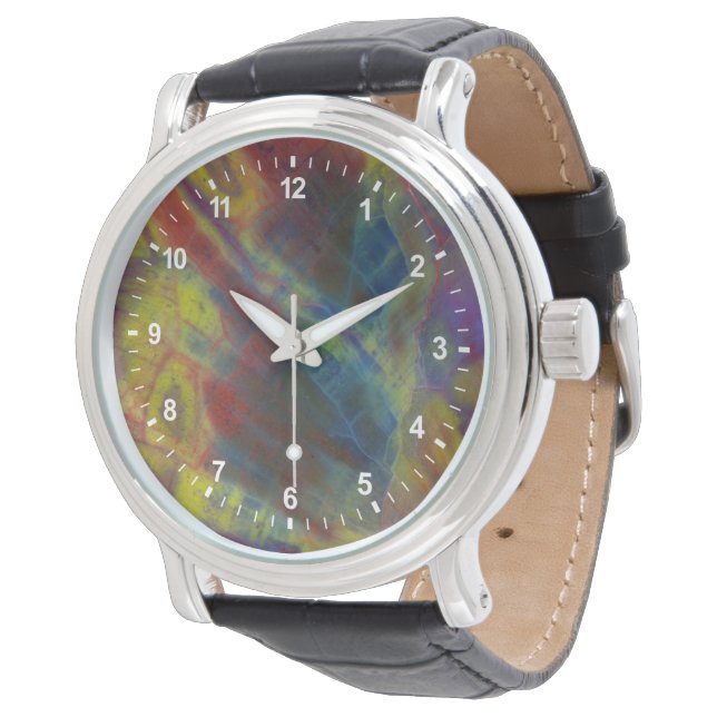 Förstenat trä vertikalt armbandsur (Vinklad)