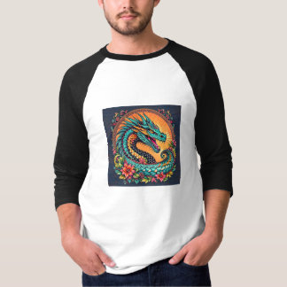 Förstklassig bomullsdragondesign T-Shirt. T Shirt