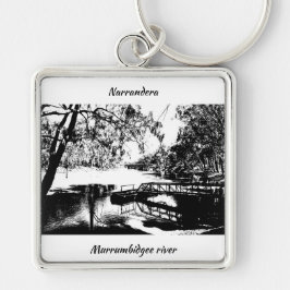 Förstklassig nyckelkedja i kvadrat, stor (5,08 cm) fyrkantig silverfärgad nyckelring