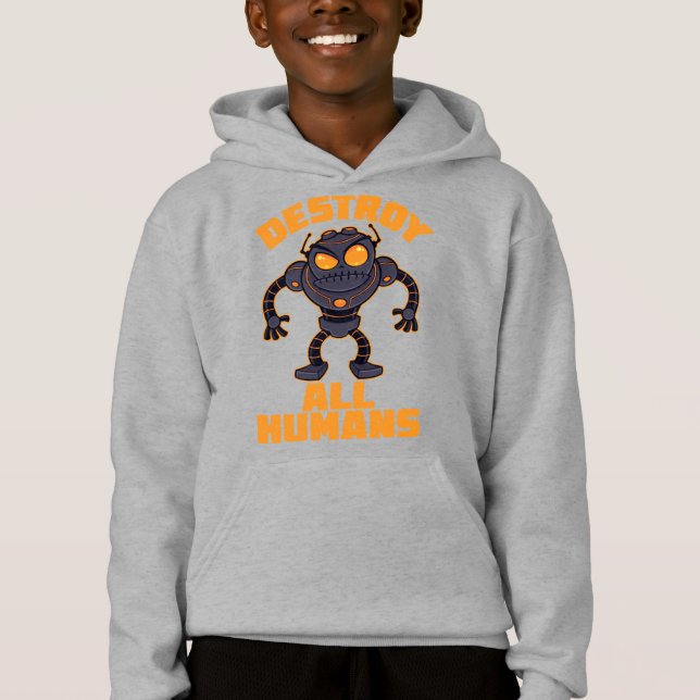 Förstör all mänsklig Arg Robot T Shirt (Framsida)