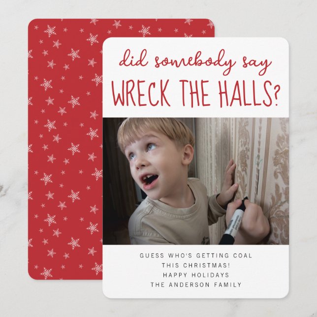 Förstör Hallarna Rolig Jul Foto Julkort (Fram/baksida)