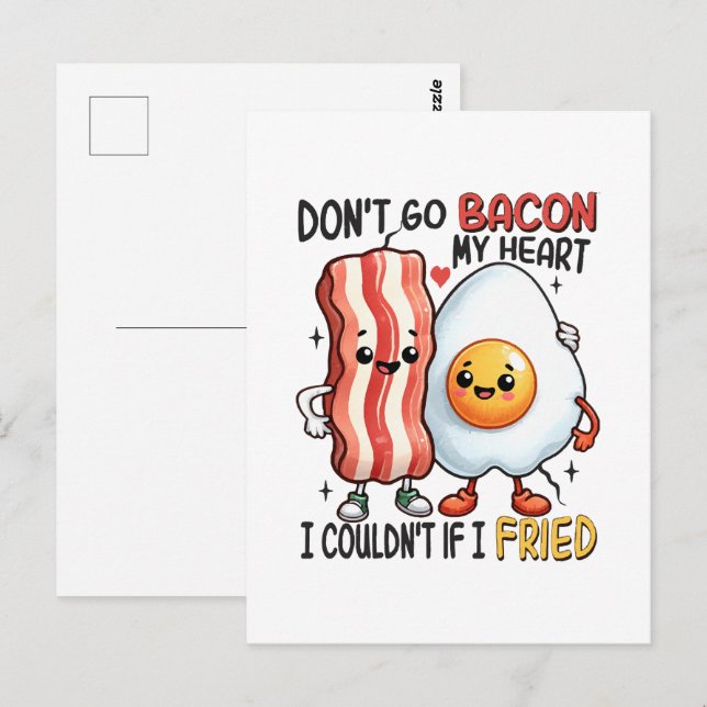 Förstör inte mitt hjärta med bacon vykort (Fram/baksida)