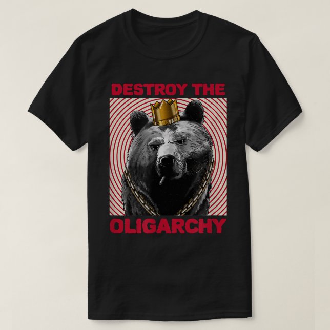 Förstör oligarkin med ett ryskt björn t shirt (Design framsida)