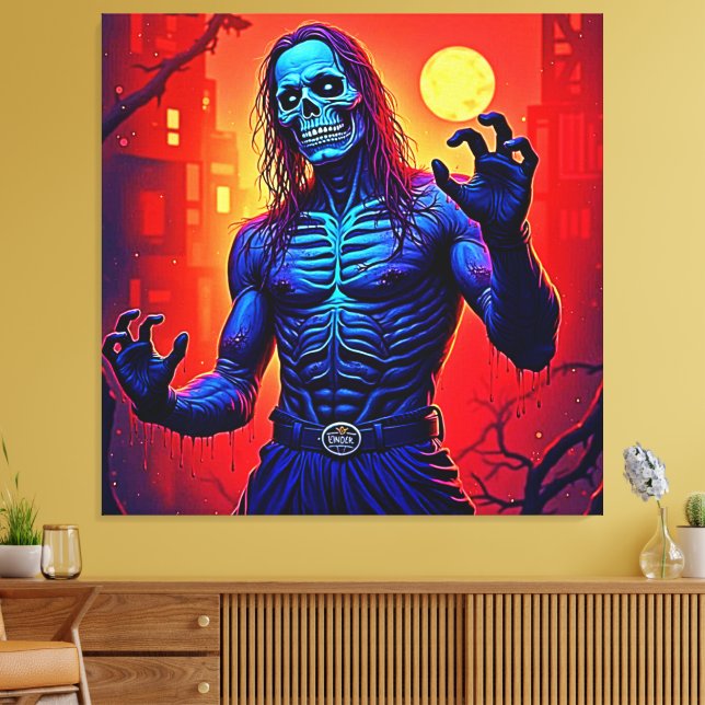 Förstör Zombie Demon i stadens utformning Canvastryck (Insitu (Vardagsrum))