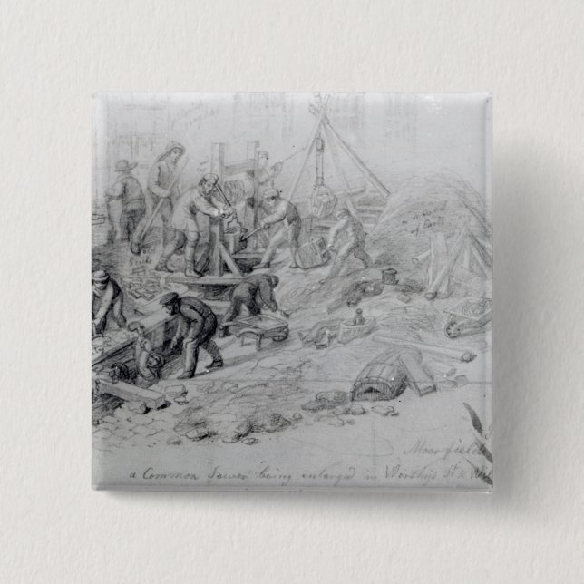 Förstora avkloppen på Moorfields, London, 1841 Knapp (Framsida)