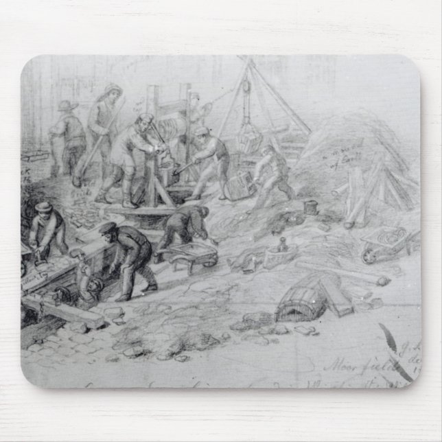Förstora avkloppen på Moorfields, London, 1841 Musmatta (Framsidan)