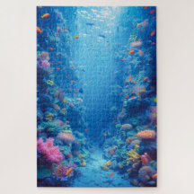 Förstora blå djup och korallHues