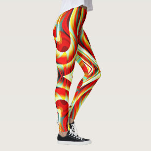 Förstora böjda röda linjer som överlappar leggings