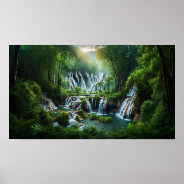 Förstora vattenfall med flera nivåer poster (Framsidan)