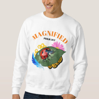 Förstorad Psalm 34:3 Christian Ladybug Shirt Bible Lång Ärmad Tröja