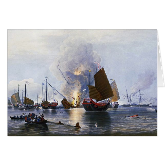 Förstörande kinesiska Krig-knutpunkter 1843 Hälsningskort (Framsidan Horizontal)