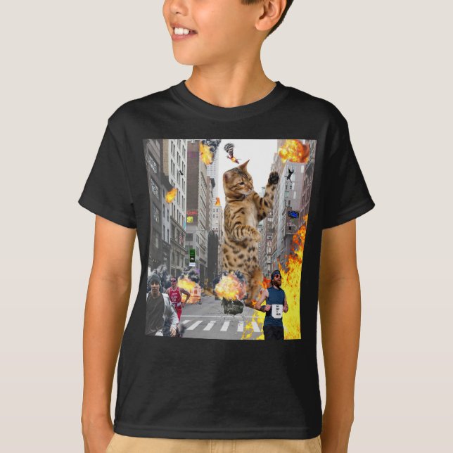 Förstörande stad för katt t shirt (Framsida)