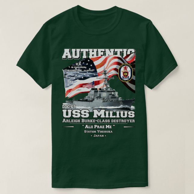 FÖRSTÖRARE av USS Milius DDG69 T Shirt (Design framsida)