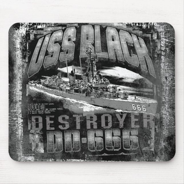 Förstörare Black Mouse Pad Mousepad Musmatta (Framsidan)