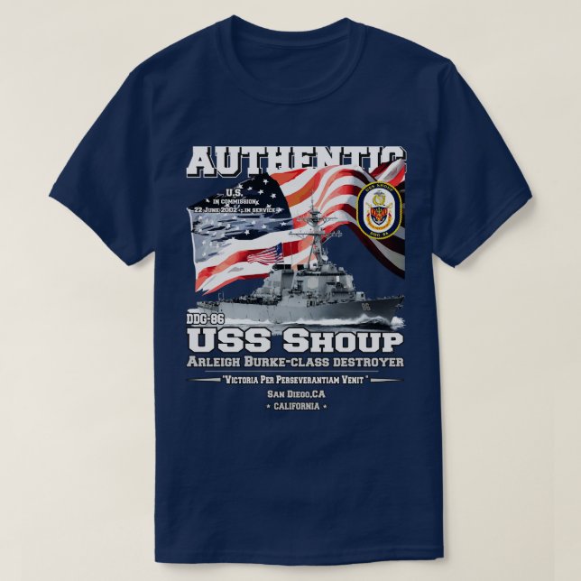 FÖRSTÖRARE USS Shoup DDG86 T Shirt (Design framsida)