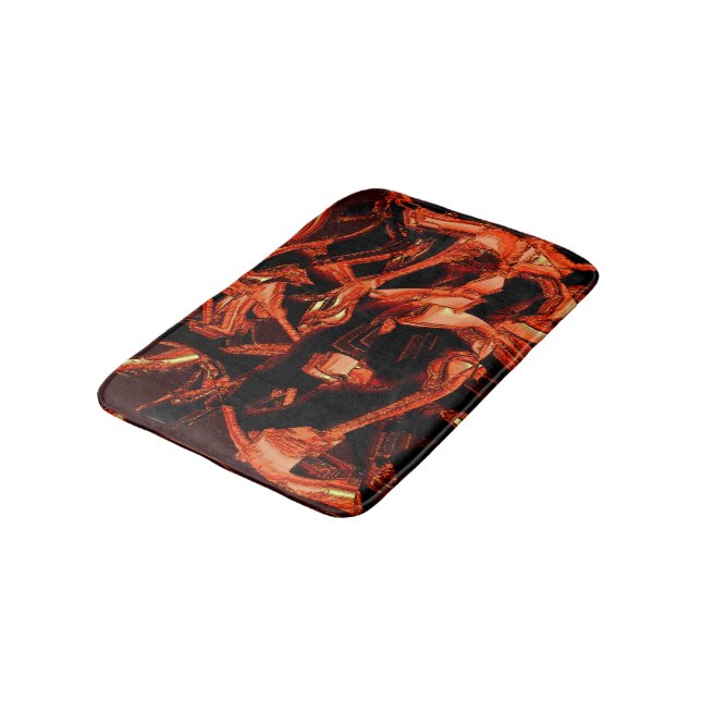 Förstörd lax eller korall av mörk, svart bakgrund badrumsmatta (Vinklad)