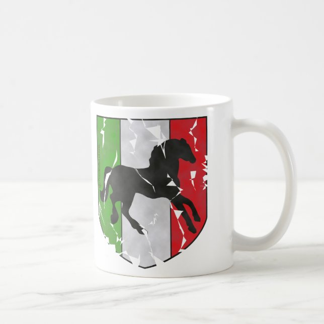 Förstörd tittar italiensk vapensköld med hästen kaffemugg (Höger)