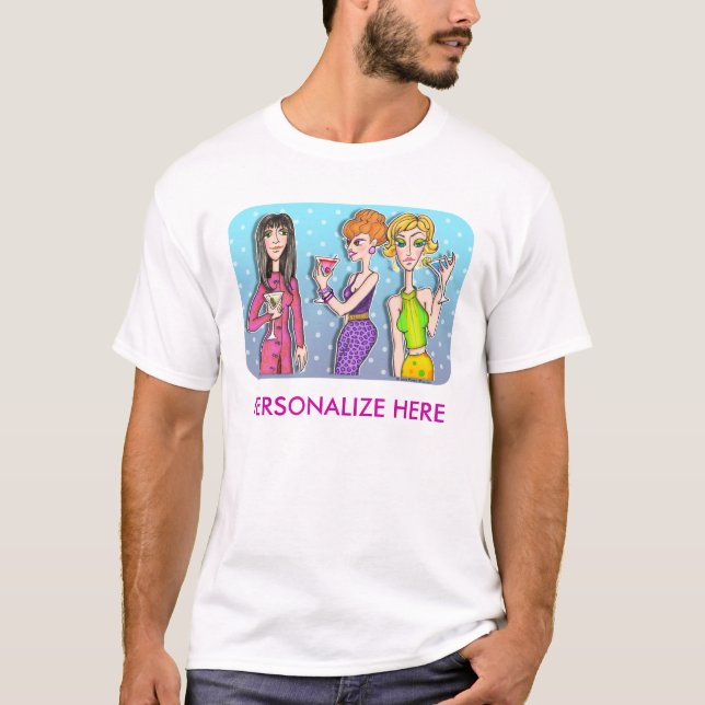 Förstörda utslagsplatser - tre Martini Divas T-shirt (Framsida)