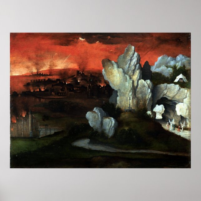 Förstörelse av Sodom och Gomorrah - Joachim Patine Poster (Framsidan)