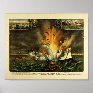 Förstörelse av USS Maine Poster
