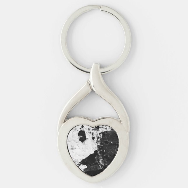 förstörelse masker twisted heart silverfärgad nyckelring (Framsidan)