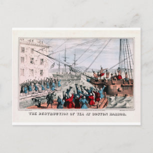 Förstörelsen av Tea i Boston Harbour Vykort