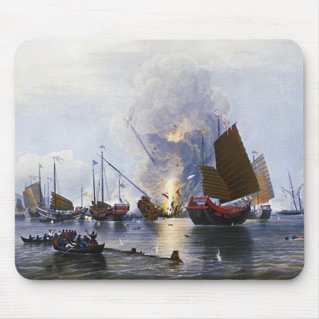 Förstöring av kinesiska krigs-djunken 1843 musmatta (Framsidan)
