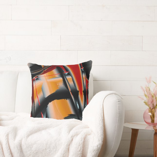 Förstoring av svartbeskurna digitala färger i oran kudde (Soffa)