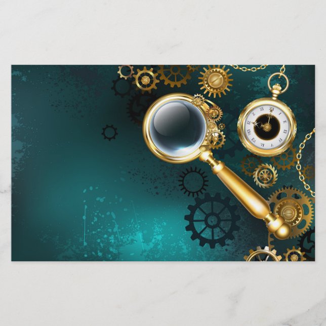Förstoring i Steampunk Stil Brevpapper (Framsida)