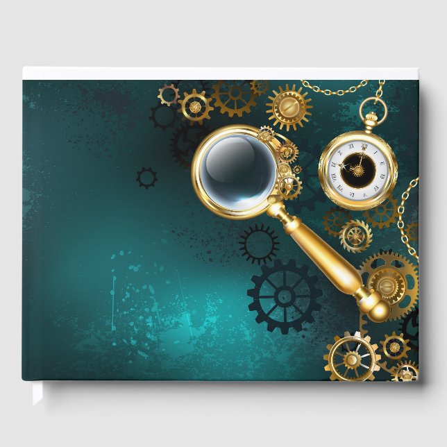 Förstoring i Steampunk Stil Gästböcker (Framsida)
