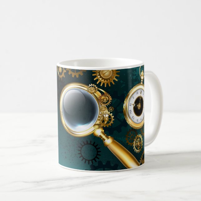 Förstoring i Steampunk Stil Kaffemugg (Framsida höger)