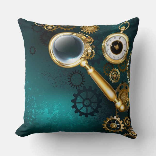 Förstoring i Steampunk Stil Kudde (Framsida)