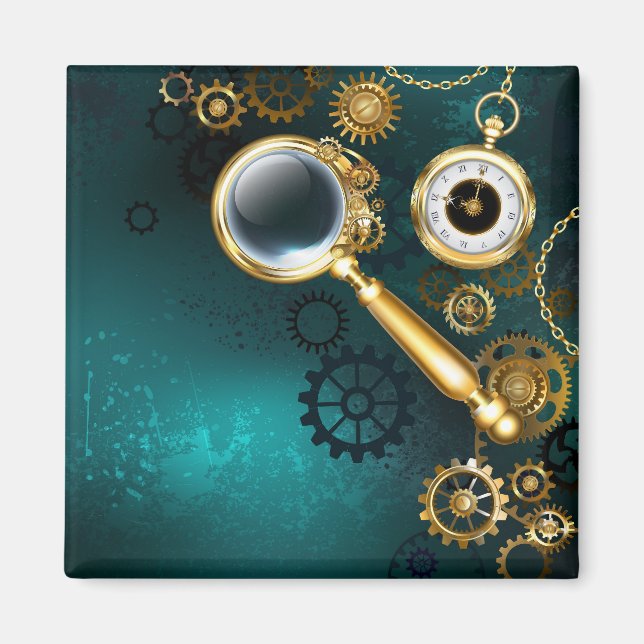 Förstoring i Steampunk Stil Magnet (Framsidan)