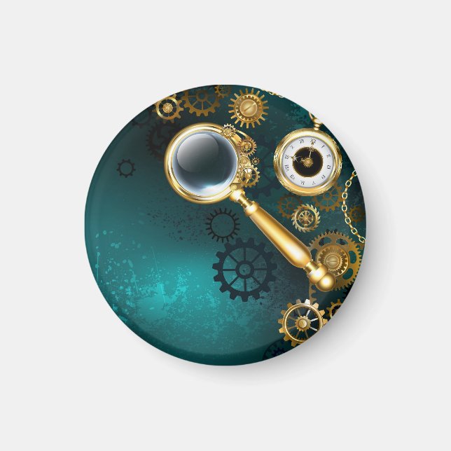 Förstoring i Steampunk Stil Magnet (Framsidan)