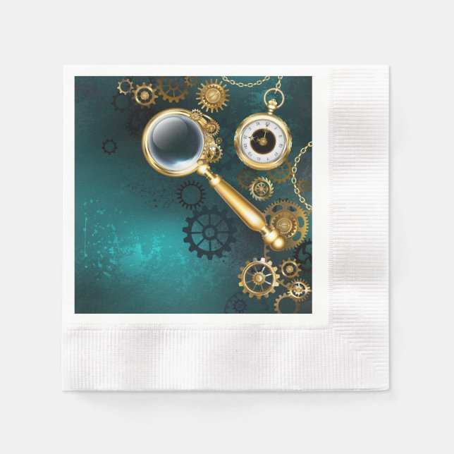 Förstoring i Steampunk Stil Pappersservett (Framsidan)
