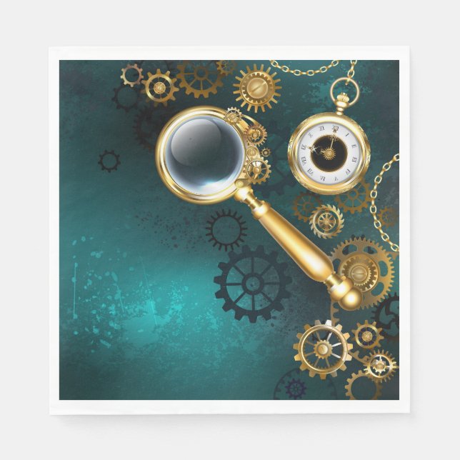 Förstoring i Steampunk Stil Pappersservett (Framsidan)