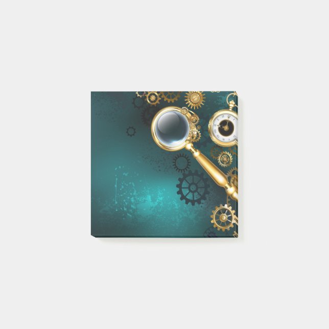 Förstoring i Steampunk Stil Post-it Block (Framsida)