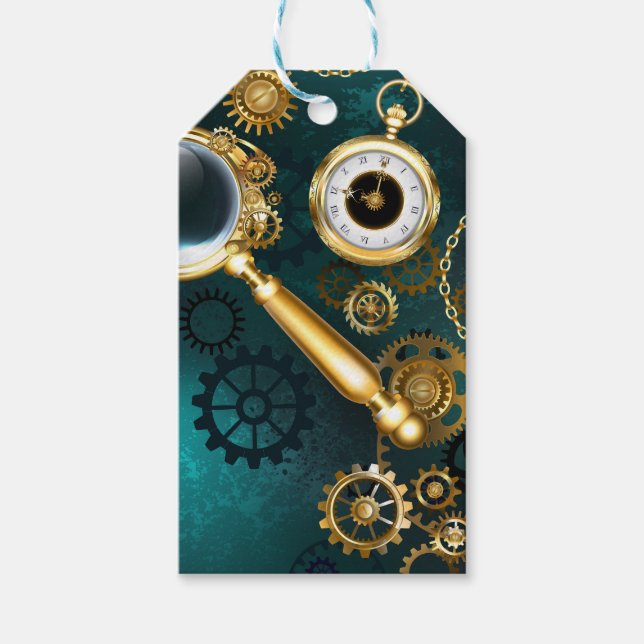 Förstoring i Steampunk Stil Presentetikett (Framsidan)