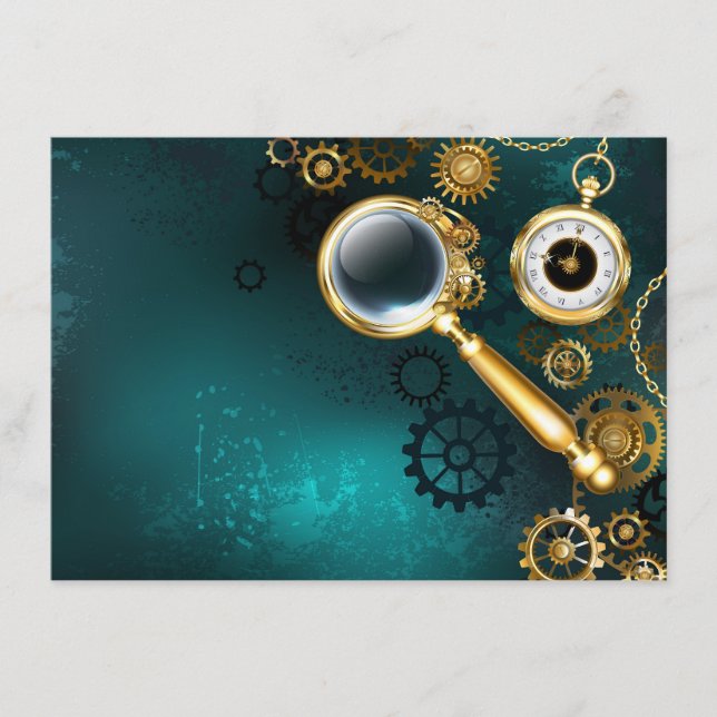 Förstoring i Steampunk Stil Rådkort (Framsida)