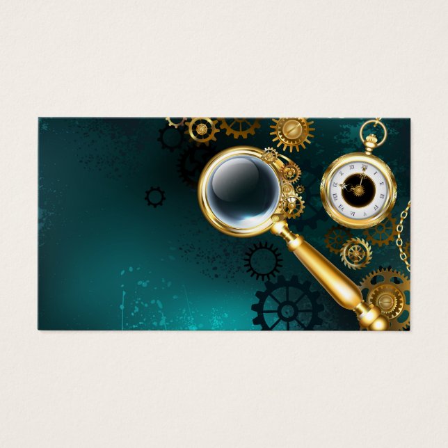 Förstoring i Steampunk Stil Visitkort (Framsidan)