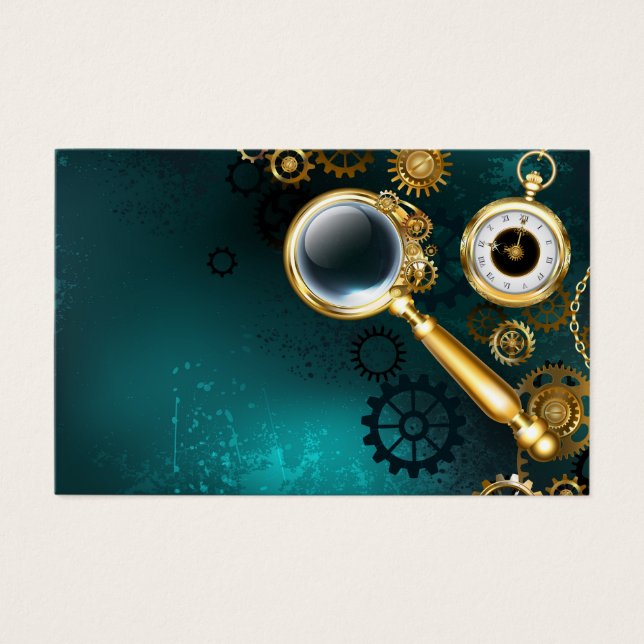 Förstoring i Steampunk Stil Visitkort (Framsida)