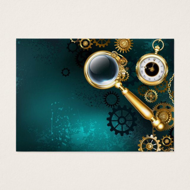 Förstoring i Steampunk Stil Visitkort (Framsidan)