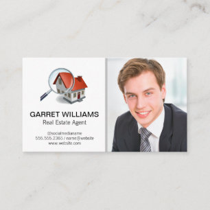 Förstoringsglasets Logotyp Smildrande affärsman Visitkort