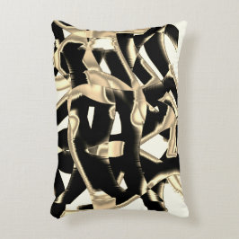 Förstört beige och svart skrot eller band på klart prydnadskudde