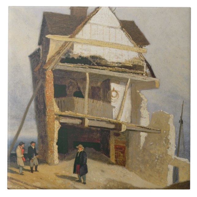 Förstört hus, c.1807-10 (olja på den monterade kakelplatta (Framsidan)